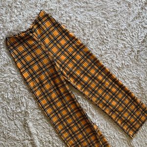 Yellow and black plaid high waisted pants